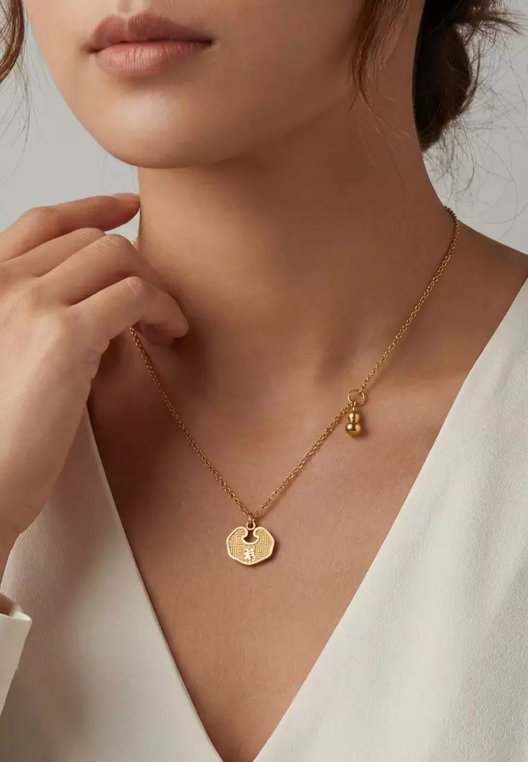 Peace Lock Pendant Necklace in Gold