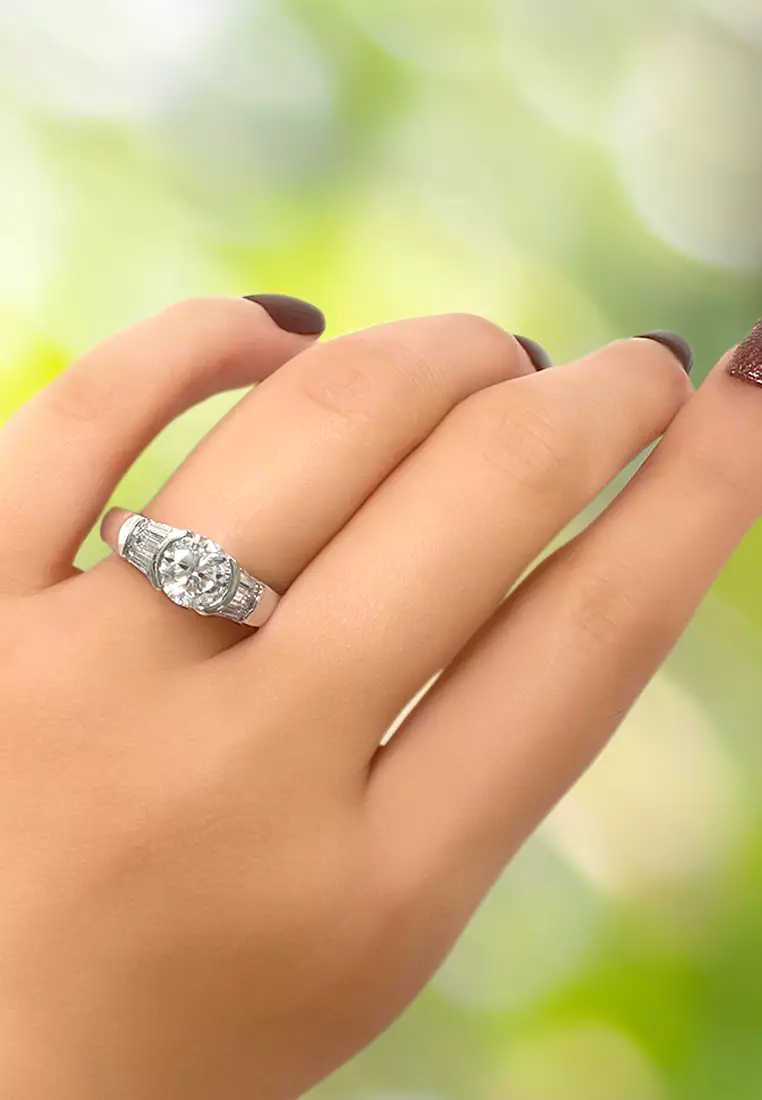 Be My Lady White Gold Layered Ring - US 8