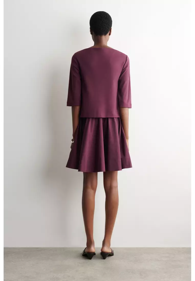 CONTRAST-PANEL BOAT-NECK MINI DRESS