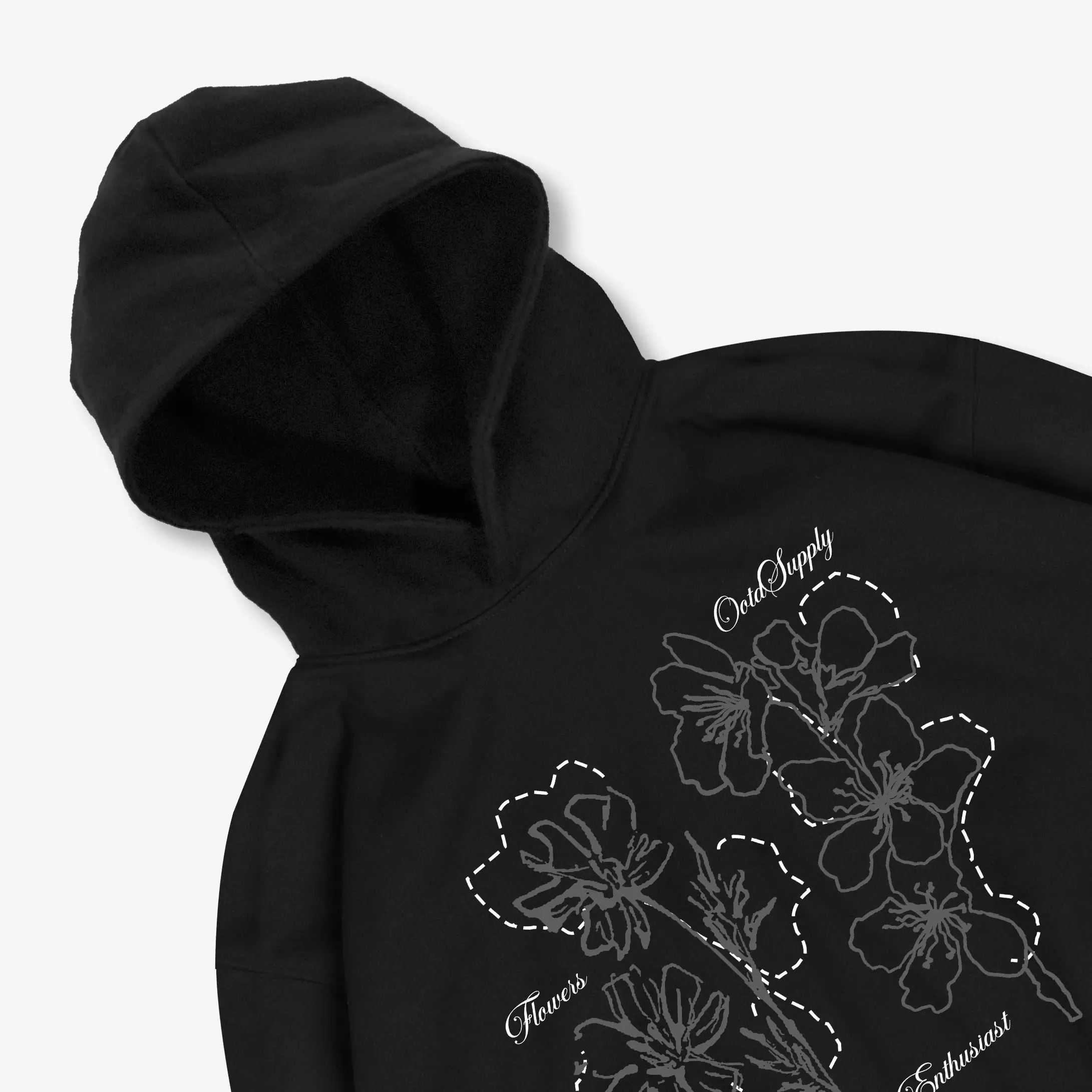 OOTDSUPPLY Hoodie Boxy Fit 375gsm Dandelion Black l Hoodie Boxyfit Heavyweight | HDBX009