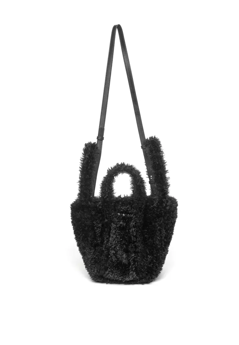 balenciaga black fur bag