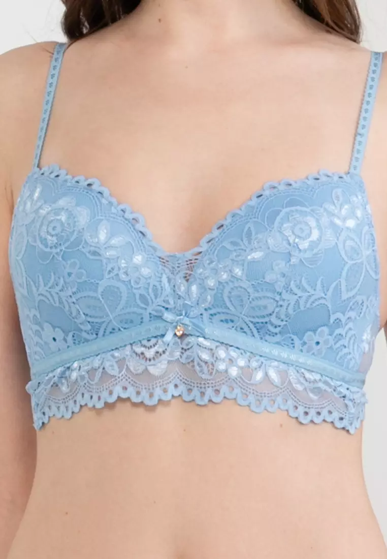 Cotton On Cotton On Butterfly Lace Strapless Push Up Bra in Blue