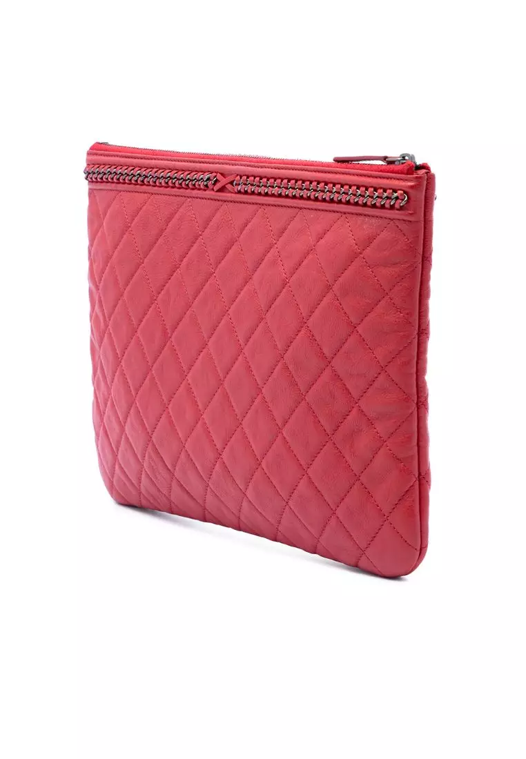 Pre-Loved Chanel Medium Quilted Lambskin Chain Boy O Case Clutch