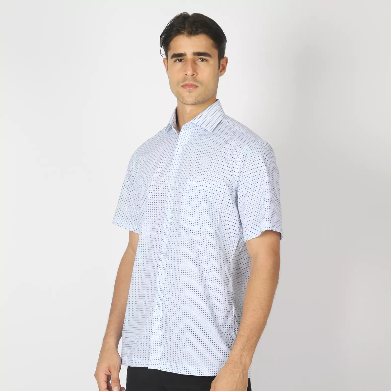 Kemeja Pria Lengan Pendek Ethan White Print Alfie Laveu