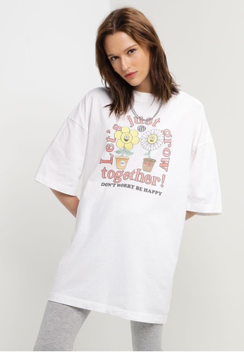 TOPSHOP white Lets Just Grow Together Tee B296AAA2C25758GS_1