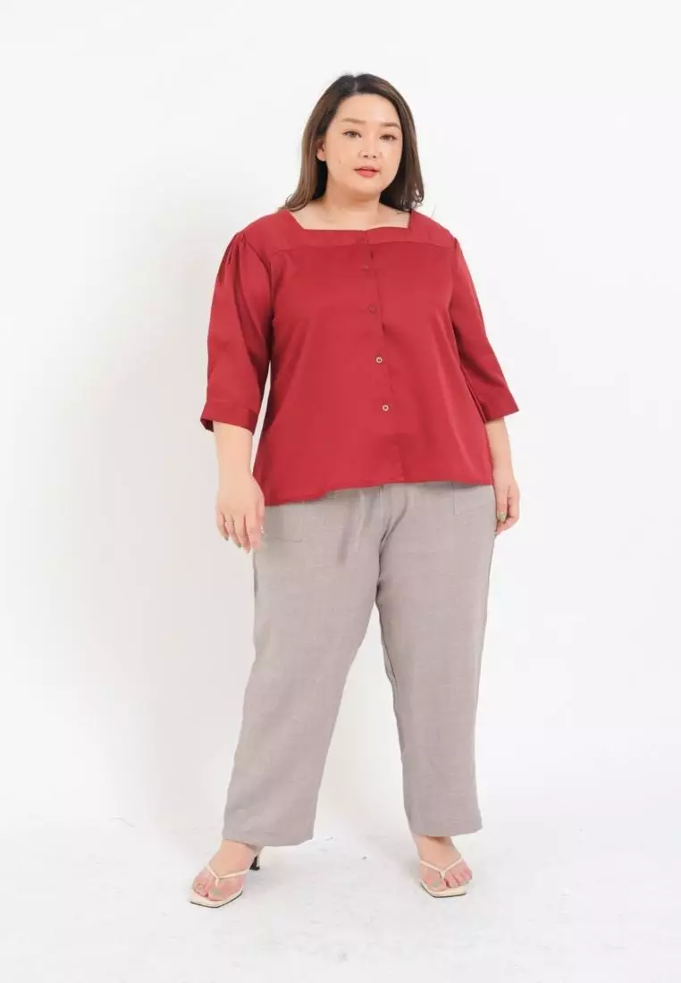Plus Size Blouse Aubree Maroon