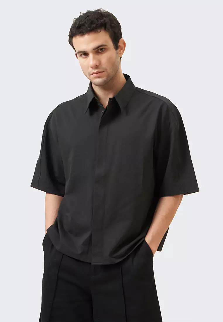 Buy Bocu Men's Textured Hidden Placket Shirt 2024 Online