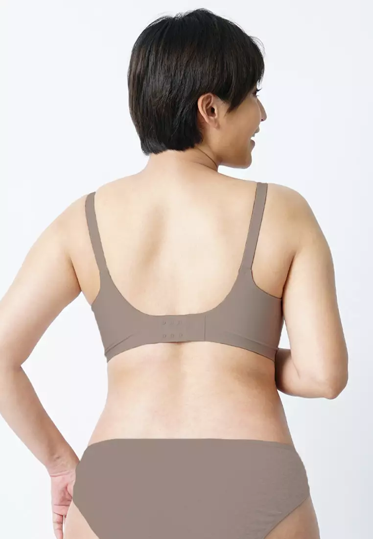 Khaki Grey Antibacterial Seamless Wireless Nursing Bra
