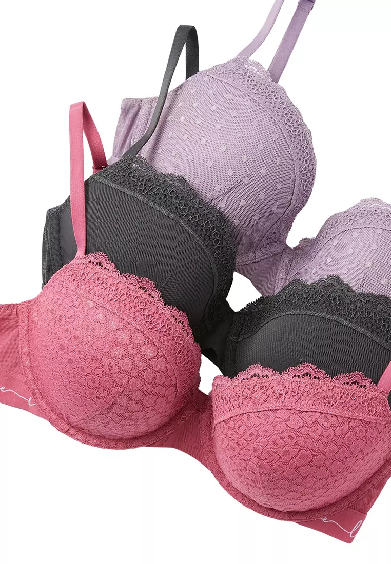 2pk Mesh Lace Underwired Balcony Bras A-E, M&S Collection