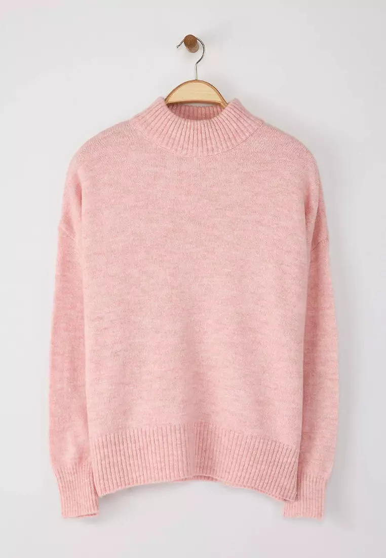 Powder Wide Fit Soft Textured Stand Collar Knitwear Sweater