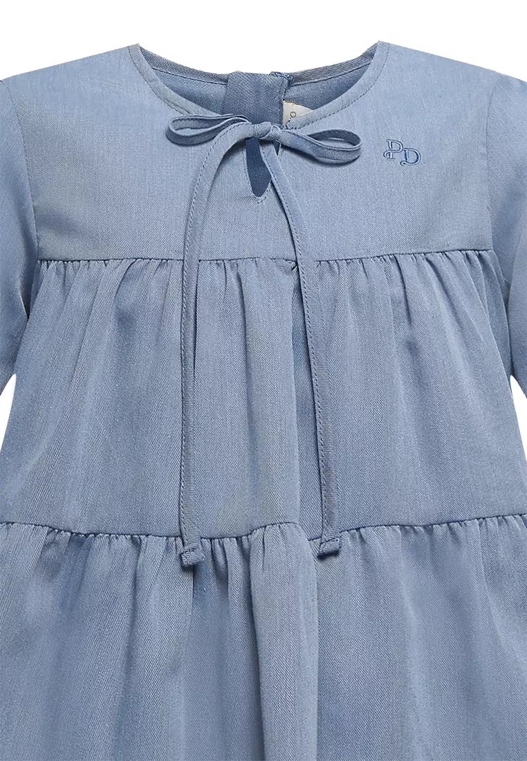 Pito Dito Girl Kashgar Setelan Panjang Anak Biru Denim - Size 4