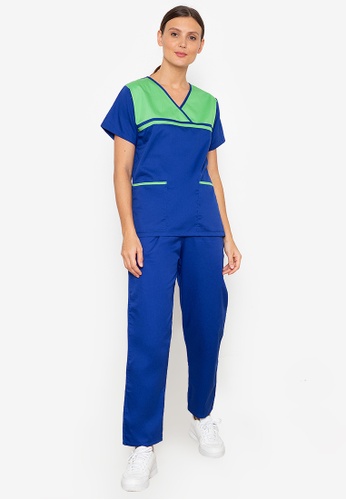 Buy Intal Garments Scrub Suit Medical Uniform Set04a Overlap Two Tone Color With Single Line 2022 Online Zalora Philippines