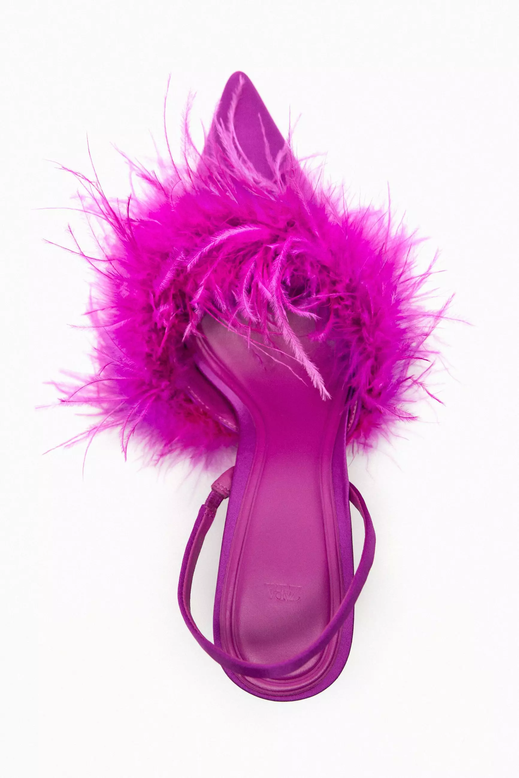 ZARA High-Heel Fabric Shoes With Feather Detail 2025 | Buy