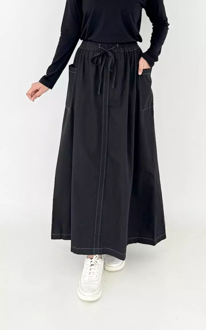 Rok Katun HItam Panjang Wanita Long Skirt Cotton Tari