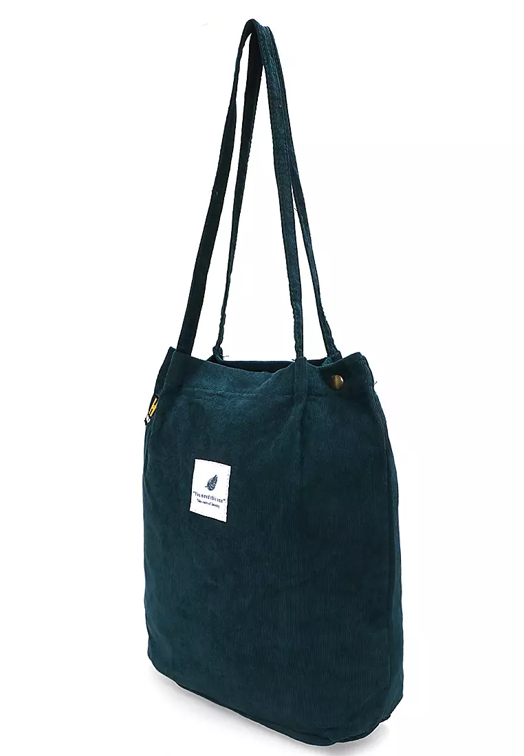 Millane Totebag Wanita Polos Kasual Large Storage Material Soft Corduroy ORIGINAL - Green