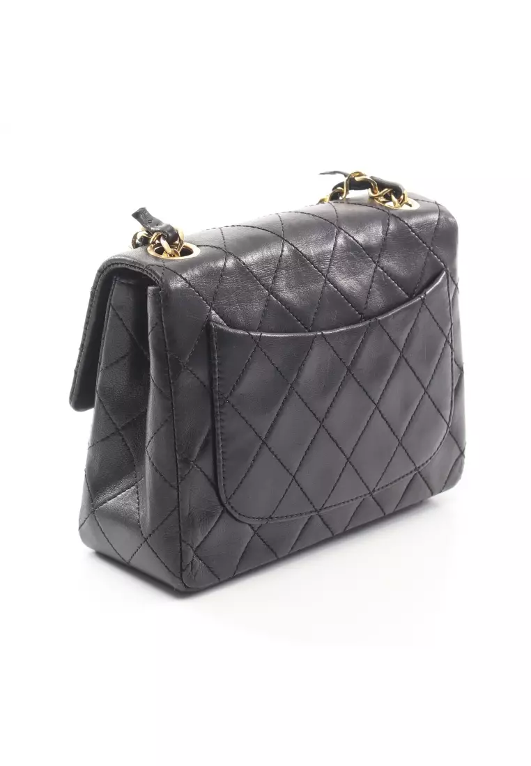 Chanel 22A Classic Quilted Small Double Flap Dark Grey Lambskin