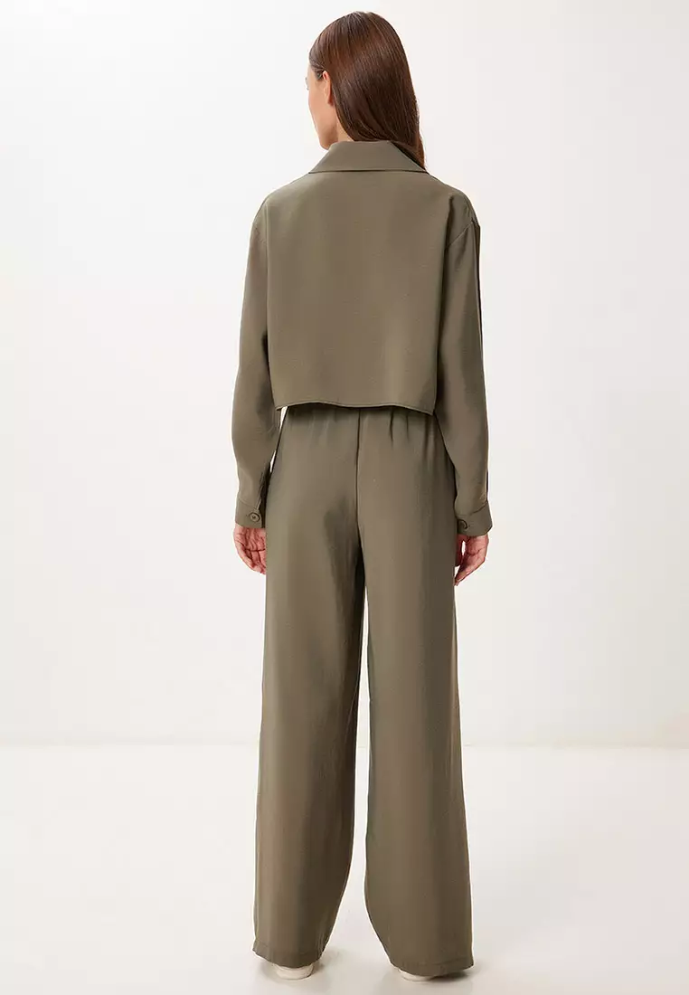 Women's Khaki Modal Shirt Pants Suit Bv00158