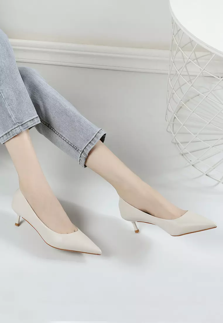 4.5CM Microfiber Leather Pointy Pumps 2045-2
