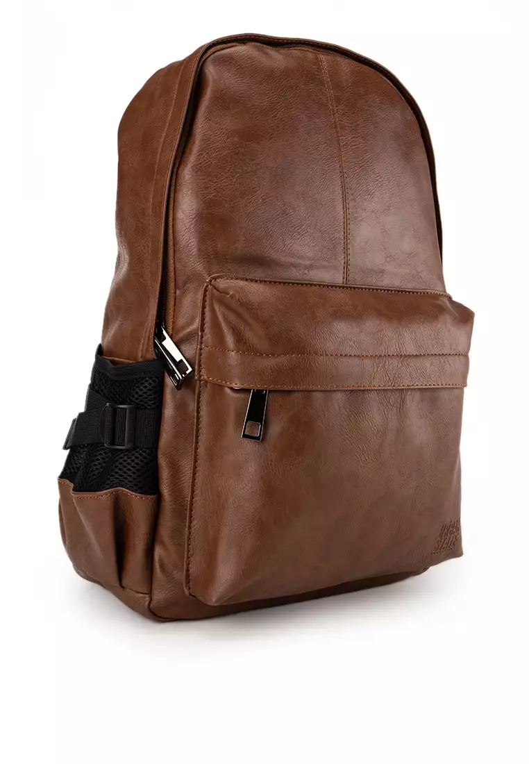 Distressed Leather Mesh Backpack