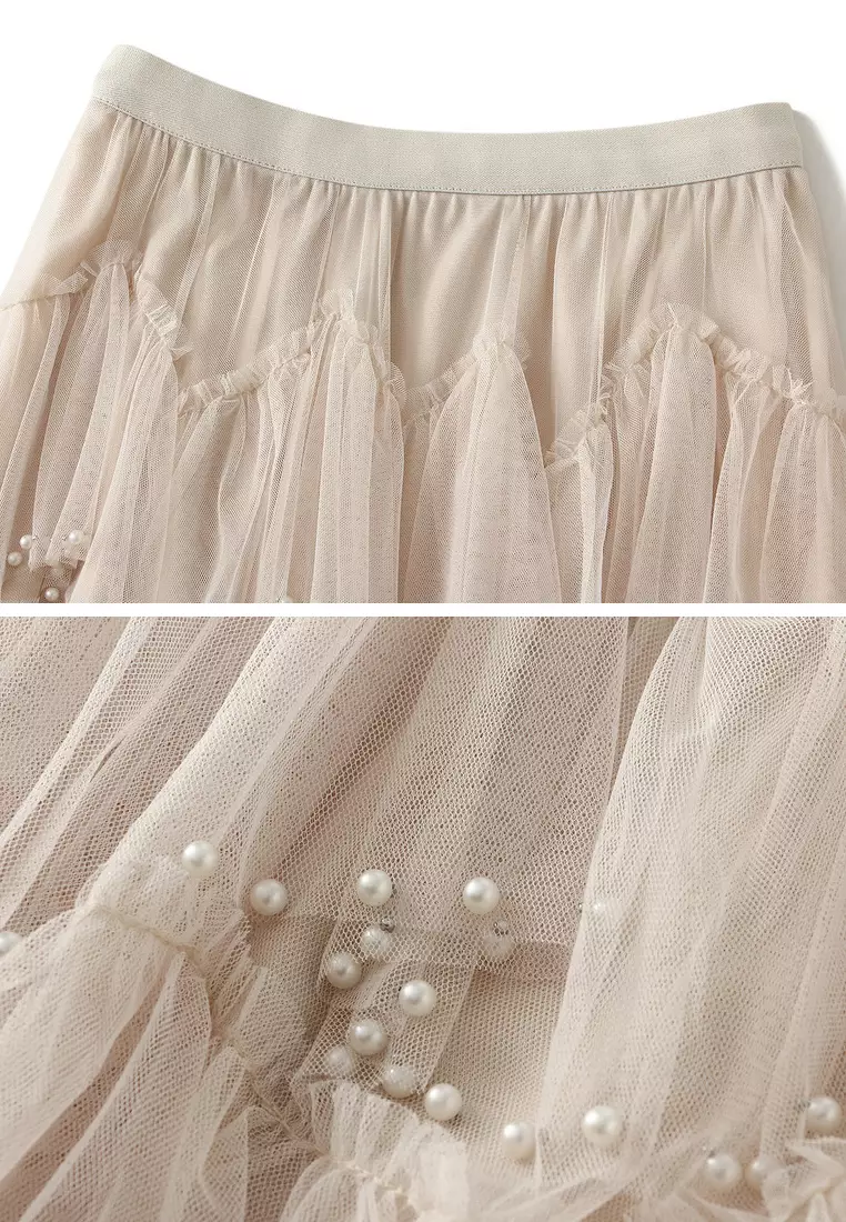 Heavily Embellished Tulle Tiered Skirt AF1220