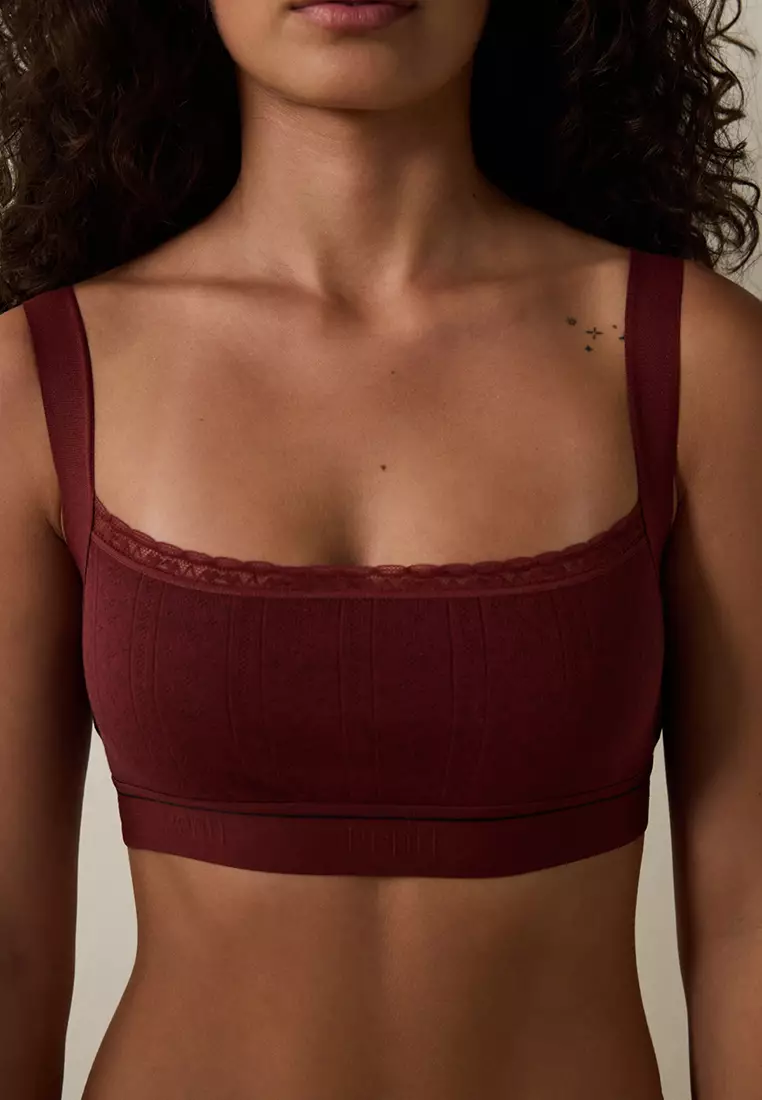 Burgundy Melange Adjustable Strap Crop Top