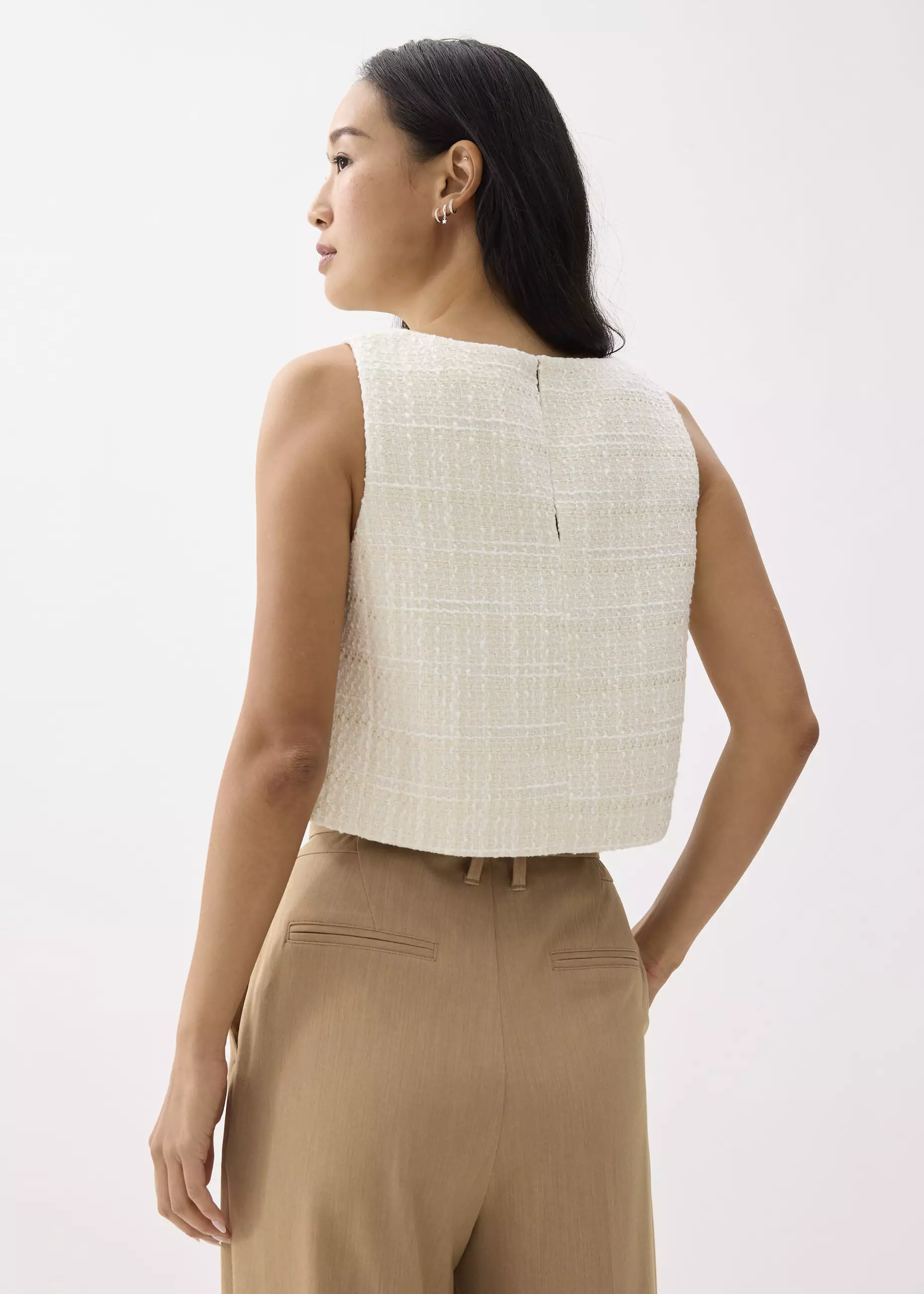 Atasan Wanita - Kaori Tweed Crop Shell Top