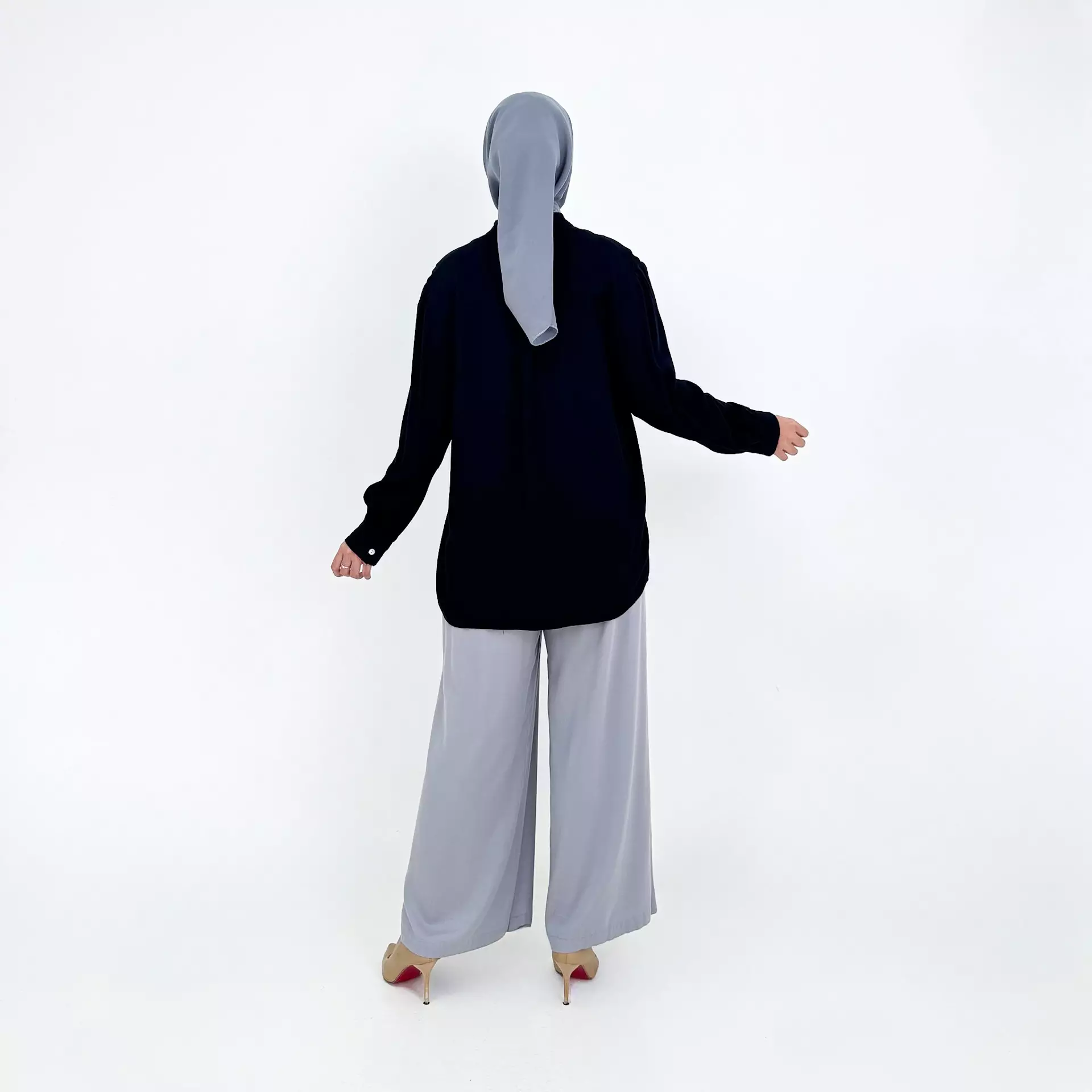 Setelan Kemeja Katun Reza [HITAM-ABUMUDA]