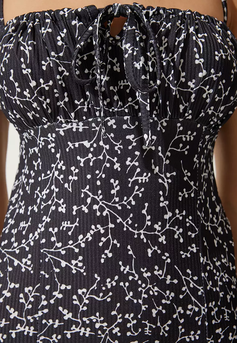 Pattern Slit Midi Dress