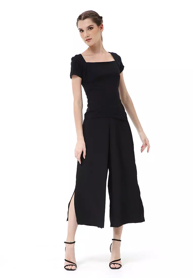 Cerise Atasan Wanita Simple Casual T- Shirt Lengan Pendek Material Rayon Lycra ORIGINAL - Black