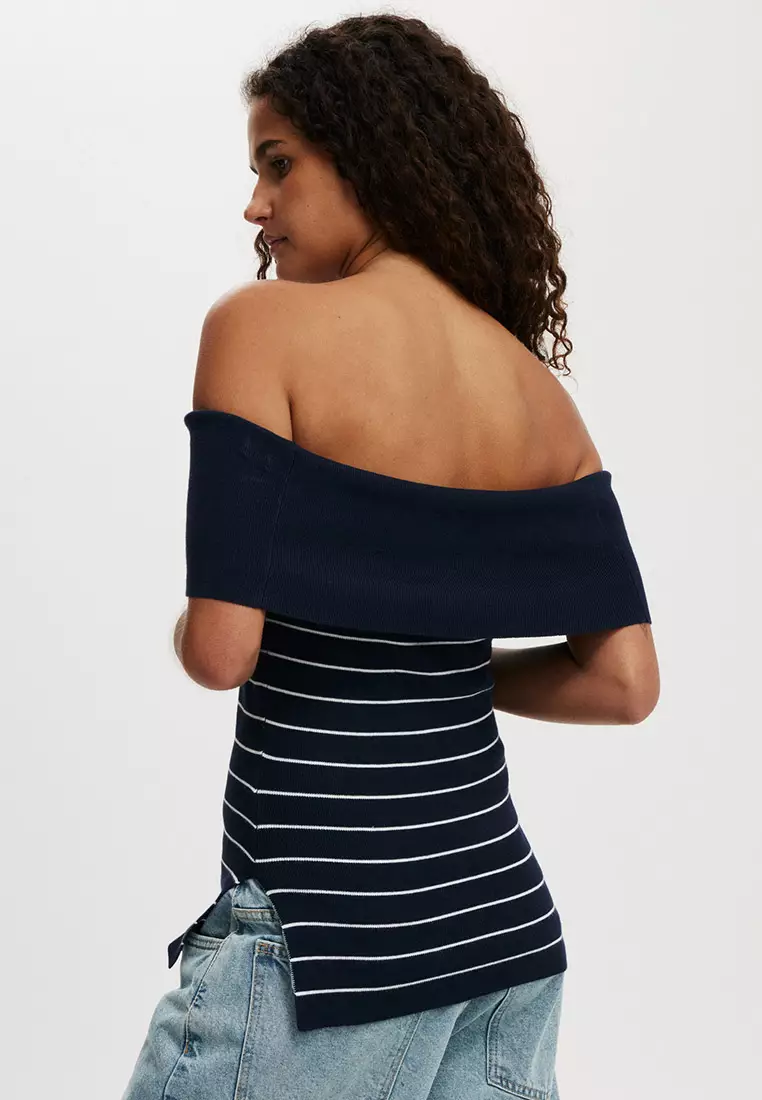 Rita Rib Side Split Off Shoulder