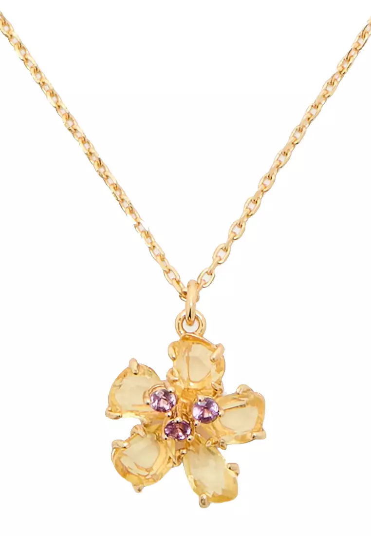 Paradise Flower Mini Pendant Necklace in Yellow Gold KH560