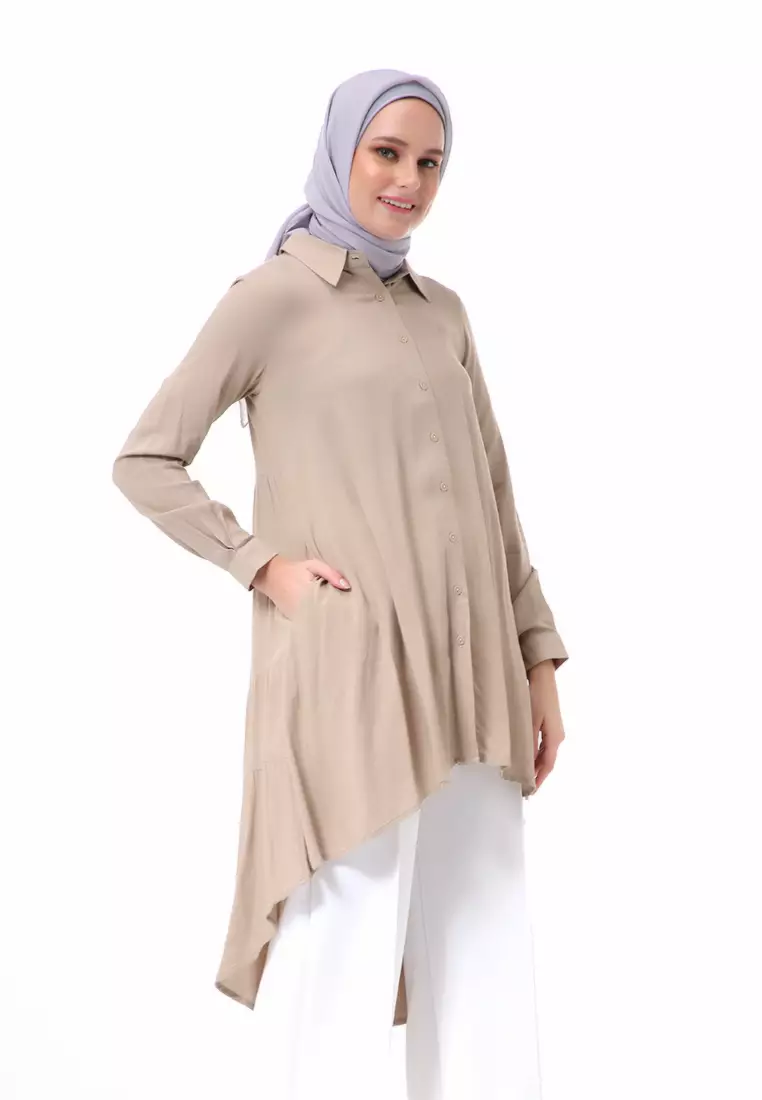 Adilla Tunik Long Sleeve Polos Regular Fit High Premium Quality - Khaki