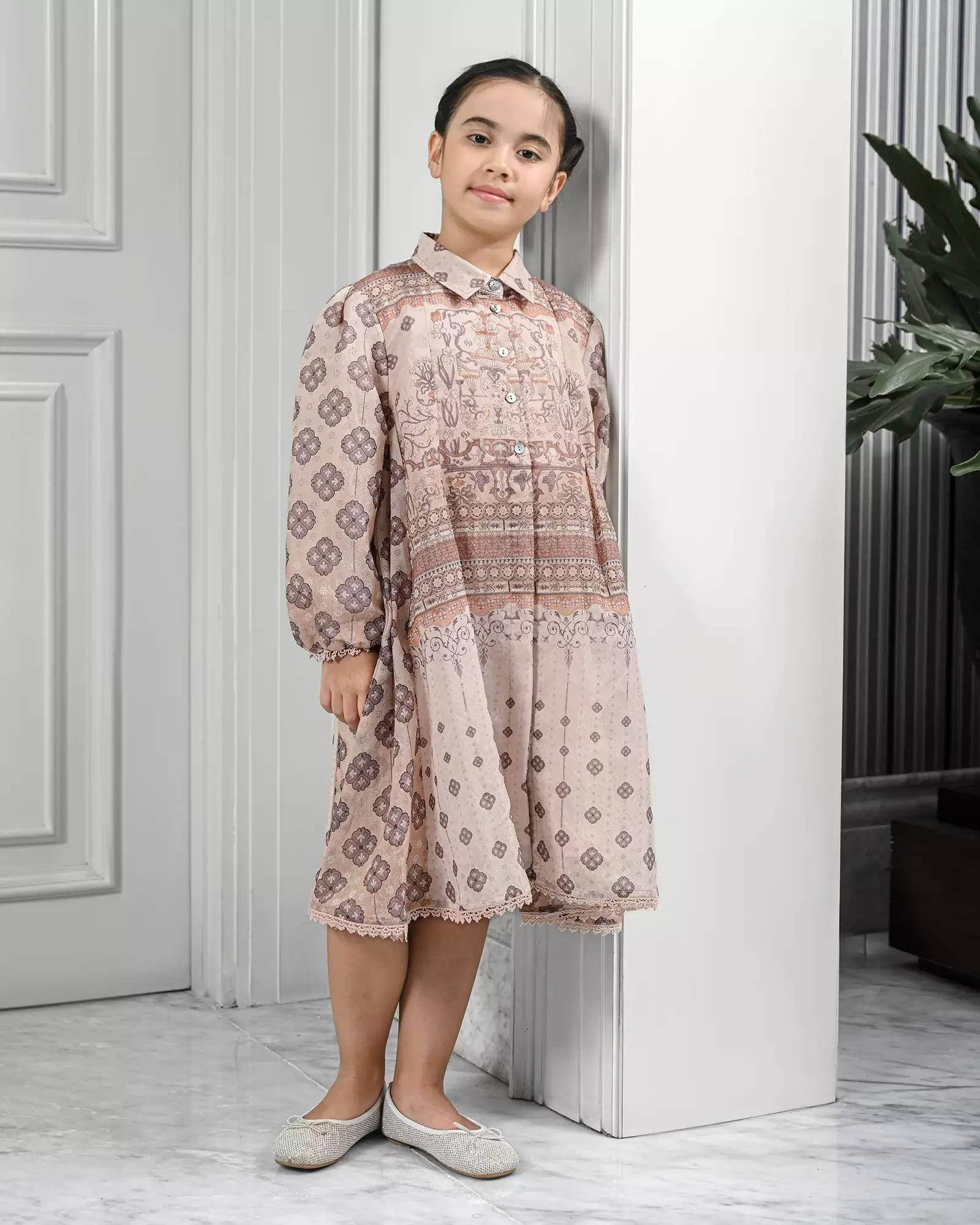 Geulis.id KIDS ALUSYA MIDI DRESS / DRESS ANAK / BAJU LEBARAN - DUSTYPEACH