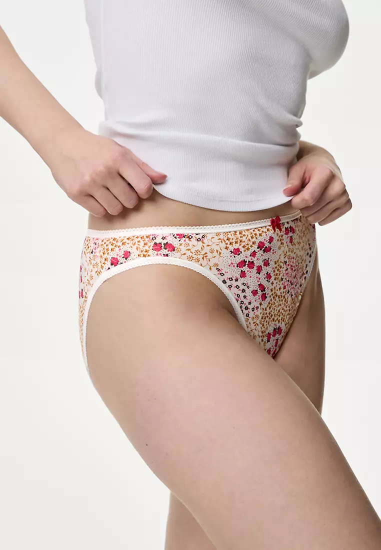 5pk Cotton Lycra™ High Leg Knickers