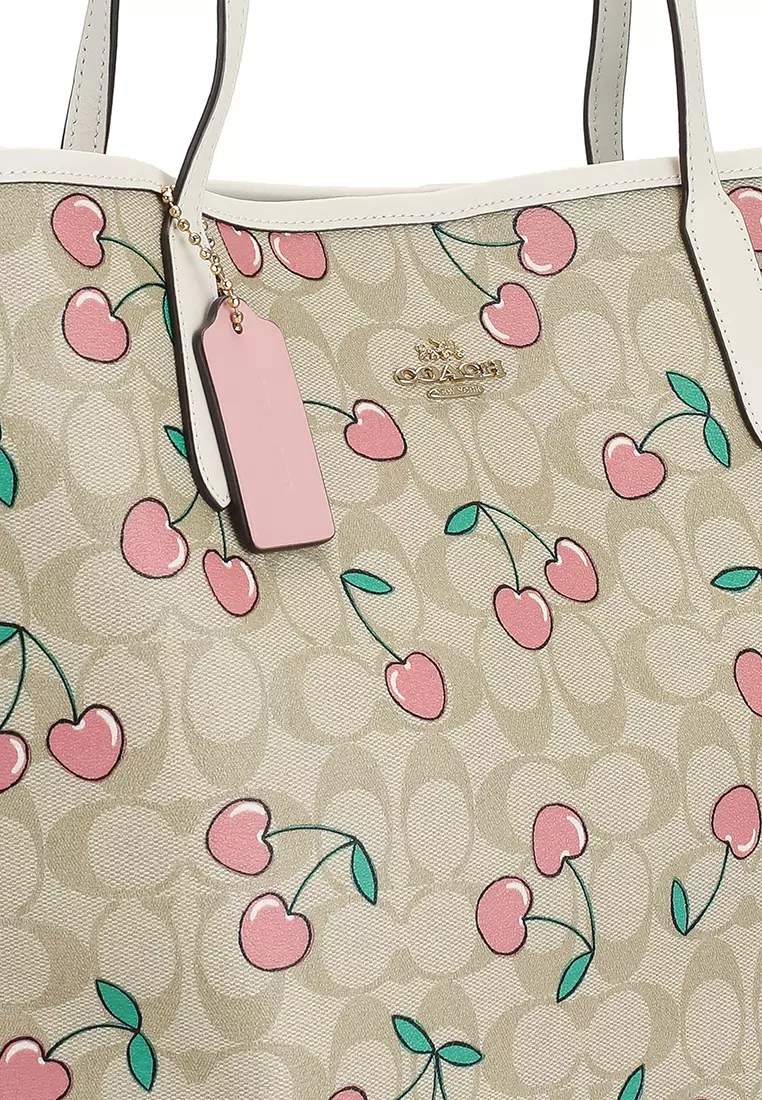 City tote in signature canvas with best sale heart floral print