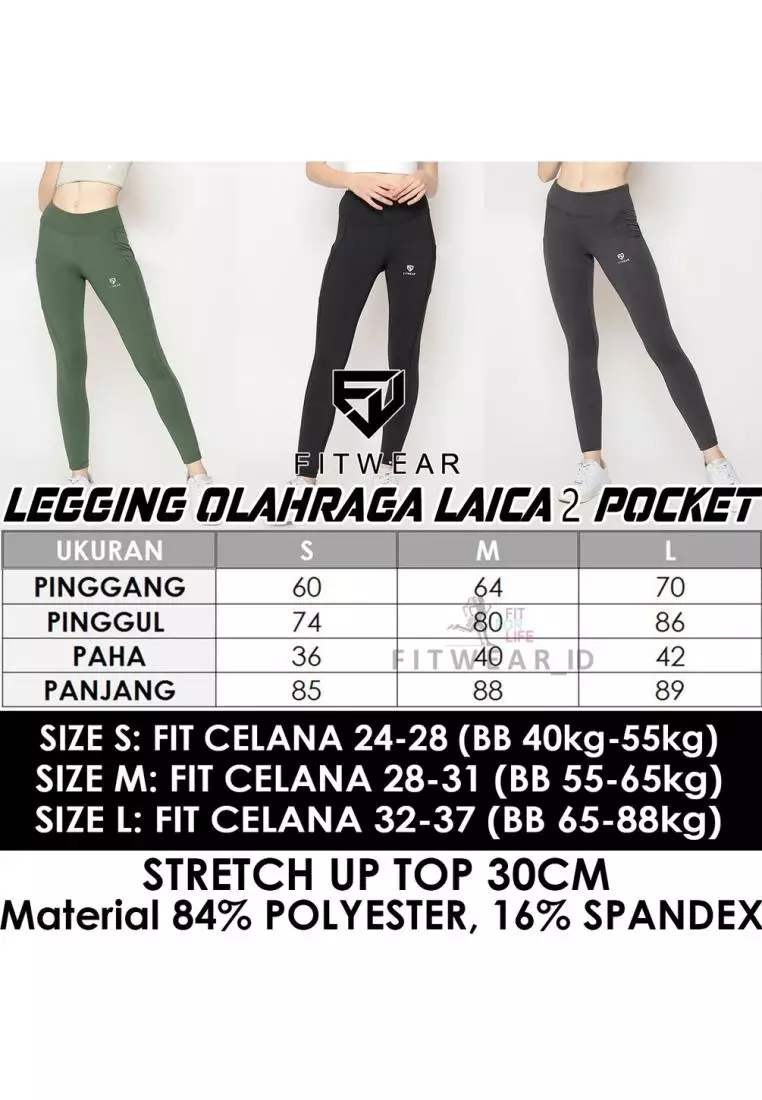 Fitwear - Legging Olahraga Wanita LAYCA 2POCKET PJ - ARMY