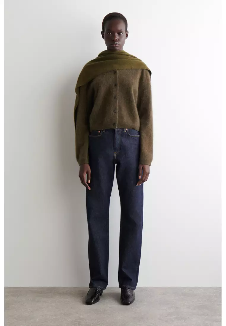 BRUSHED-CASHMERE CREW-NECK CARDIGAN