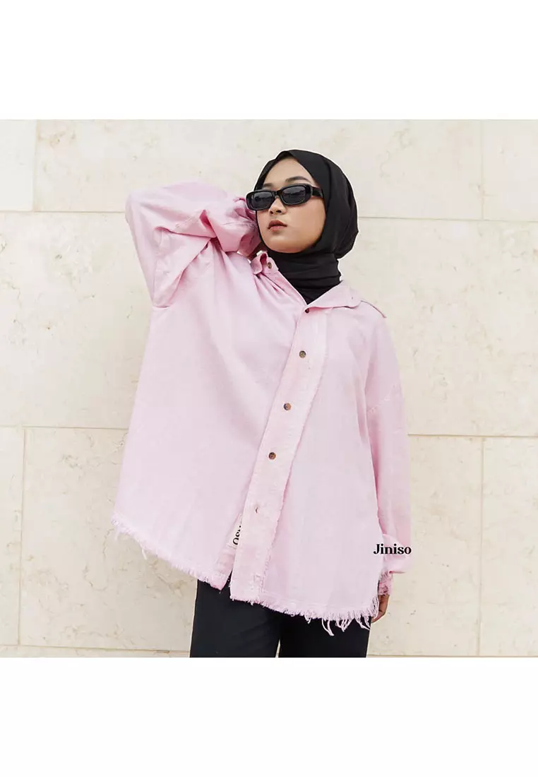 Kemeja Denim Raw Oversize Unisex HYPER ACTIVE