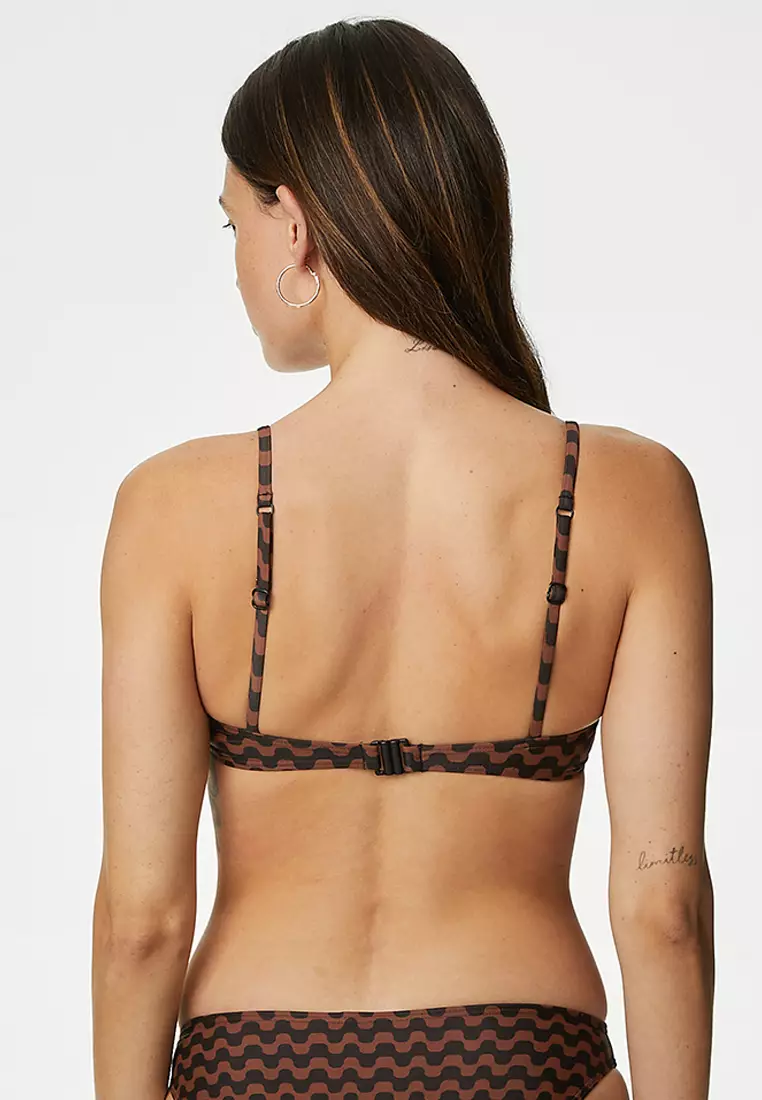Printed Padded Scoop Neck Bikini Top