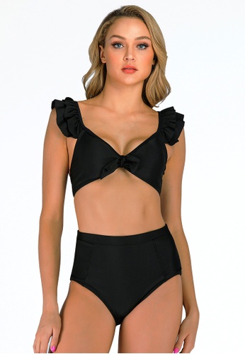 LYCKA black LWD7304-European Style Lady Bikini Set-Black 3532BUS4979539GS_1