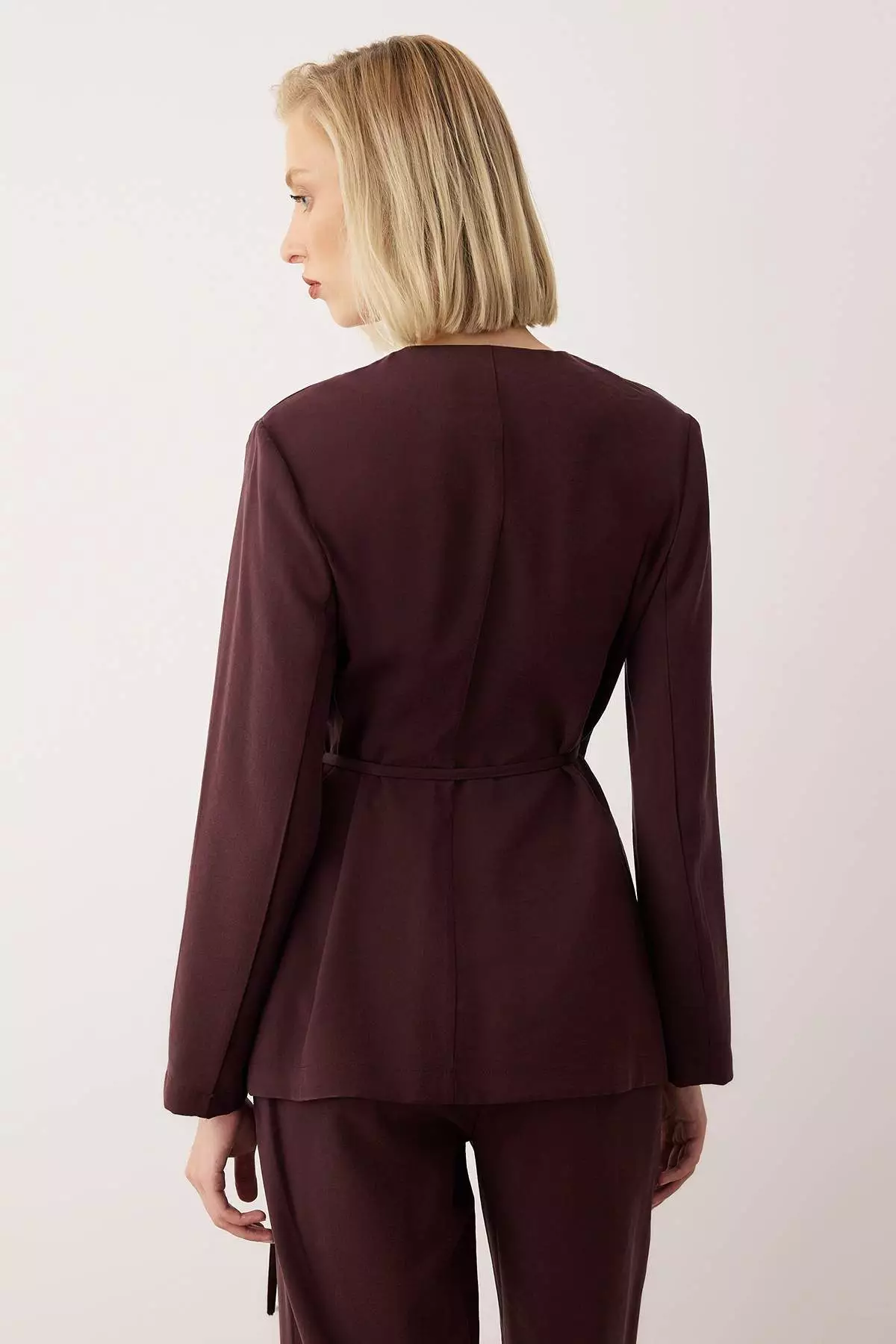 Exclusive Special Collection Plum Soft Button Double Breasted Woven Blouse Twoaw26Bz00265