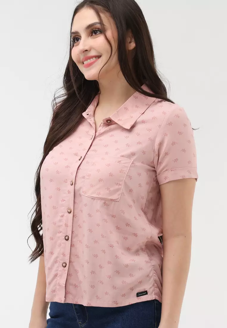 Woven Printed Rayon Short Sleeves Blouse