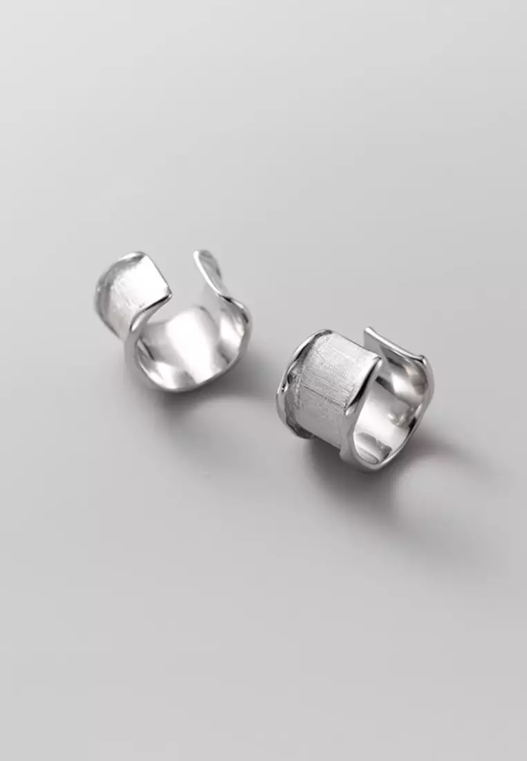 925 Silver Gold Plated Irregular Shape Brushed Ear Cuff JW AR-M00276