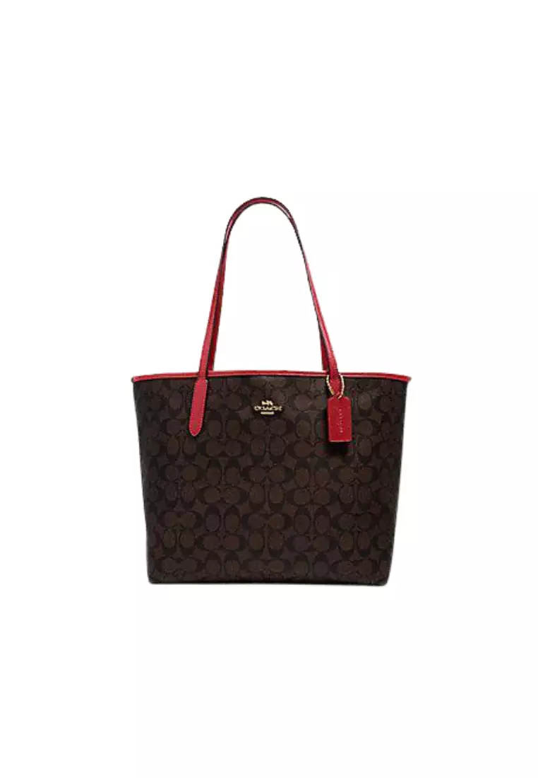 Coach tote shop bag red