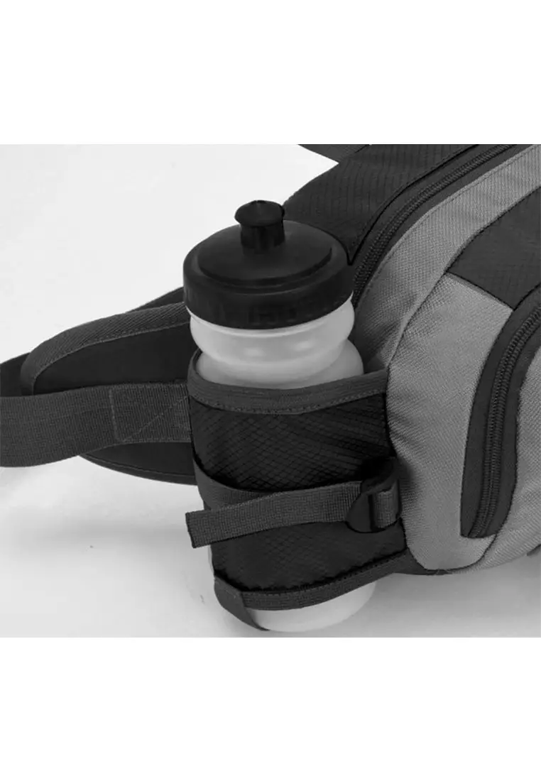 Nylon 1084 Outdoor Waist Bag with Bottle Holder – Black