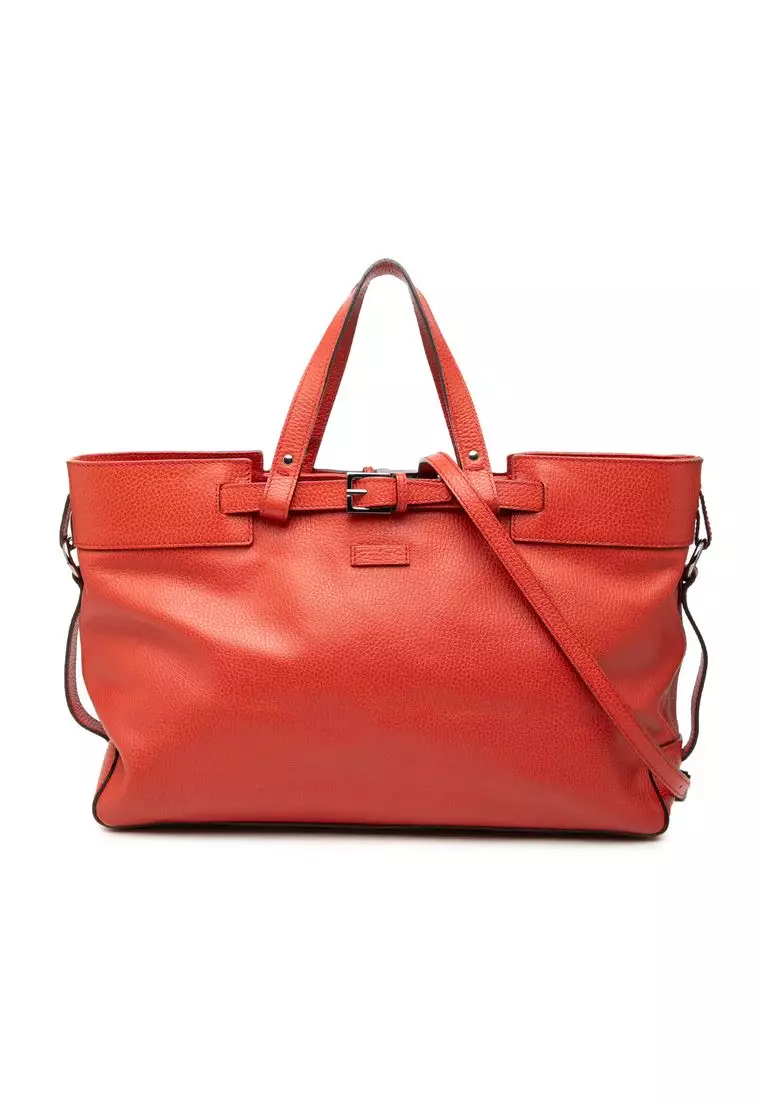 Pre-Loved Gucci Calfskin Buckle Satchel