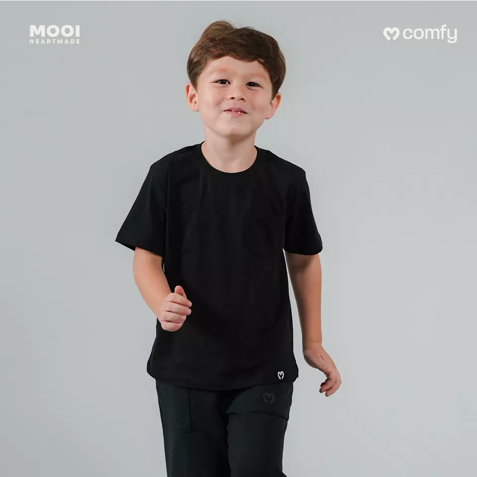 Mooi Kaos Anak Pocket Unisex Comfy T-Shirt Pocket Kids - White