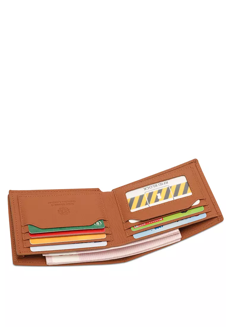 Men's Genuine Leather RFID Blocking Bi Fold Wallet