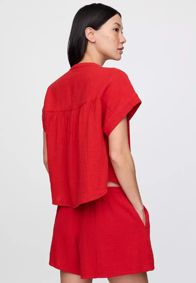 Crinkle Gauze Dolman Shirt