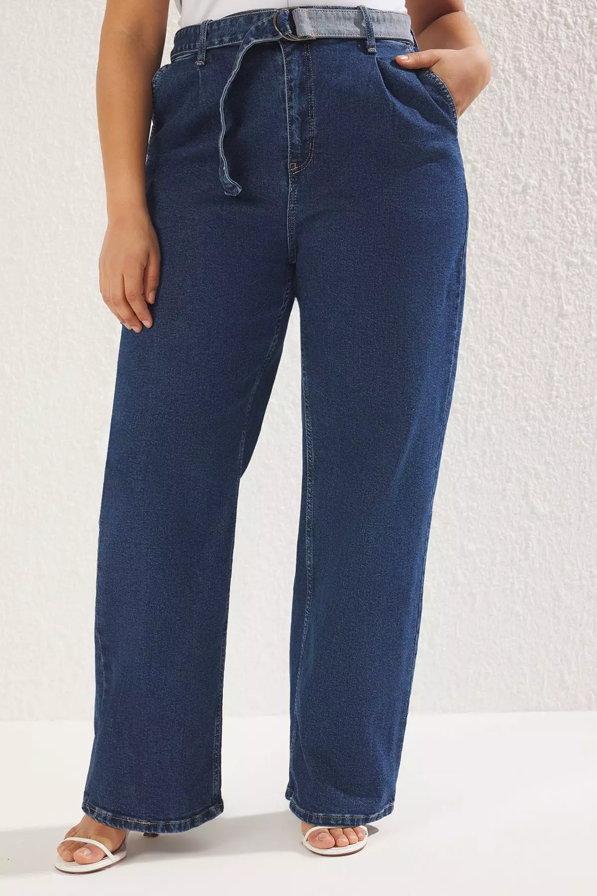 Plus Size Belted Jeans